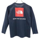 ノースフェイス NTJ81826 バックプリント 長袖 Tシャツ 140 ネイビー THE NORTH FACE アウトドア ロゴ ロンT キッズ 【中古】 【230907】 メール便可 【PD】