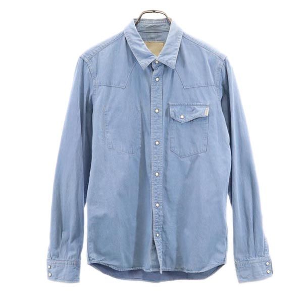 古着 FACTOTUM ファクトタム 日本製 長袖 ウエスタンシャツ 46 ブルー系 メンズ 【中古】