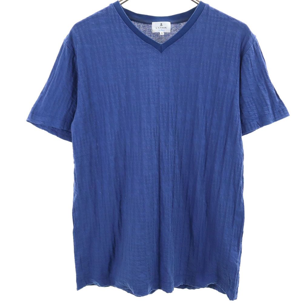 ランバンオンブルー 日本製 半袖 Tシャツ 50 ブルー LANVIN en Bleu メンズ 【中古】 【240502】 メール便可