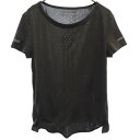 アディダス ワンポイントロゴプリント トレーニングシャツ M ブラック adidas 半袖 Tシャツ スポーツ ウォームアップ レディース 【中古】 【2306...