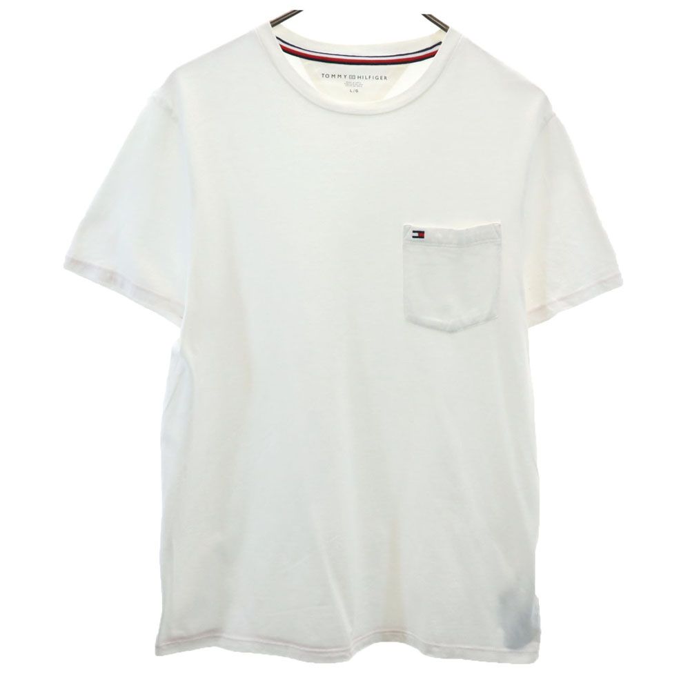 トミーヒルフィガー 半袖 Tシャツ L ホワイト系 TOMMY HILFIGER ポケT メンズ 【中古】 【240503】 メール便可