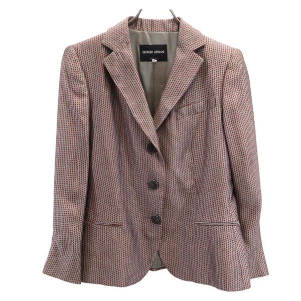 古着 GIORGIO ARMANI ジョルジオアルマーニ イタリア製 シルクブレンド 総柄 テーラードジャケット 44 赤系 レディース 【中古】 【PD】