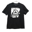 リーボック プリント トレーニングシャツ M ブラック Reebok 半袖 Tシャツ スポーツ ウォームアップ メンズ 【中古】 【230914】 メール便可