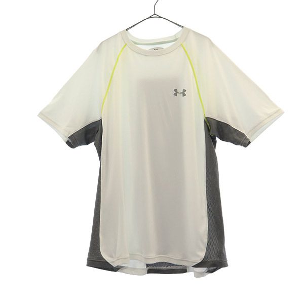 アンダーアーマー プリント トレーニングシャツ LG ホワイト UNDER ARMOUR 半袖 Tシャツ スポーツ ウォームアップ ロゴ メンズ 【中古】 【230915】 メール便可