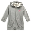 ナイキ ロゴ刺繍 七分袖 スウェットジップパーカー M グレー NIKE レディース 【中古】 【230916】