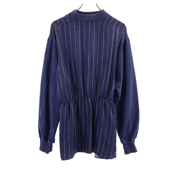 古着 イーチアザー EACH×OTHER シルク ストライプ 長袖 チュニック S ネイビー系 レディース 【中古】 【PD】