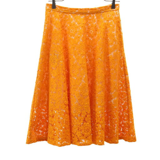 古着 MSGM エムエスジーエム イタリア製 ミディ丈 レース スカート 42 オレンジ バックジップ レディース 【中古】 古着 MSGM エムエスジーエム イタリア製 ミディ丈 レース スカート 42 オレンジ バックジップ レディース 【中古】