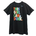 ナイキ プリント トレーニングシャツ L ブラック NIKE 半袖 Tシャツ スポーツ ウォームアップ レディース 【中古】 【230928】 メール便可