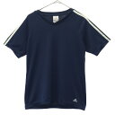 アディダス 刺繍 トレーニングシャツ S ネイビー adidas 半袖 Tシャツ スポーツ ウォームアップ ロゴ メンズ 【中古】 【230928】 メール便可