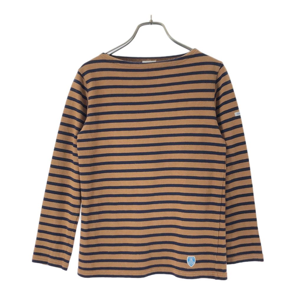 Three-Quarter - 古着 ORCIVAL オーシバル フランス製 ボーダー 長袖 カットソー ブラウン×ネイビー ボートネック レディース 【中古】 【PD】