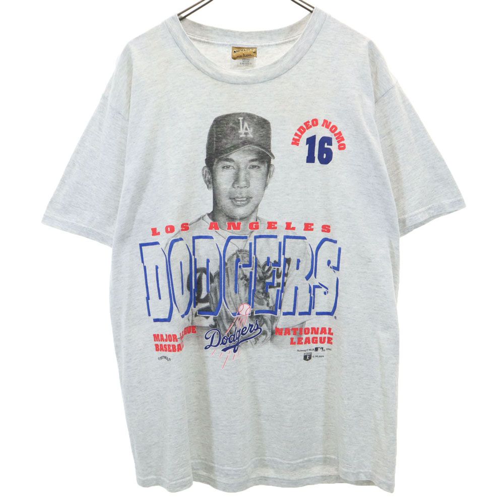 ナツメグ 90s USA製 野茂英雄 半袖 Tシャツ L グレー NUTMEG ドジャース 野茂英雄 メンズ 【中古】 【240511】 メール便可