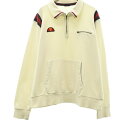 古着 エレッセ ellesse テニス 長袖 ハーフジップ スウェット L ホワイト 刺繍 プルオーバー トレーナー メンズ 【中古】