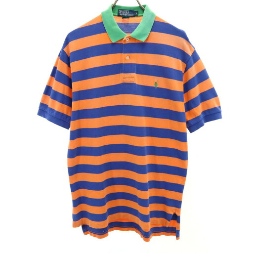 古着 Polo by Ralph Lauren ポロバイラルフローレン ボーダー柄 半袖 ハーフボタン ポロシャツ M オレンジ メンズ 【中古】 【PD】 古着 Polo by Ralph Lauren ポロバイラルフローレン ボーダー柄 半袖 ハーフボタン ポロシャツ M オレンジ メンズ 【中古】 【PD】
