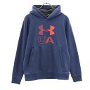 古着 UNDER ARMOUR アンダーアーマー 長袖 スウェットパーカー M ネイビー プルオーバー 裏起毛 メンズ 【中古】