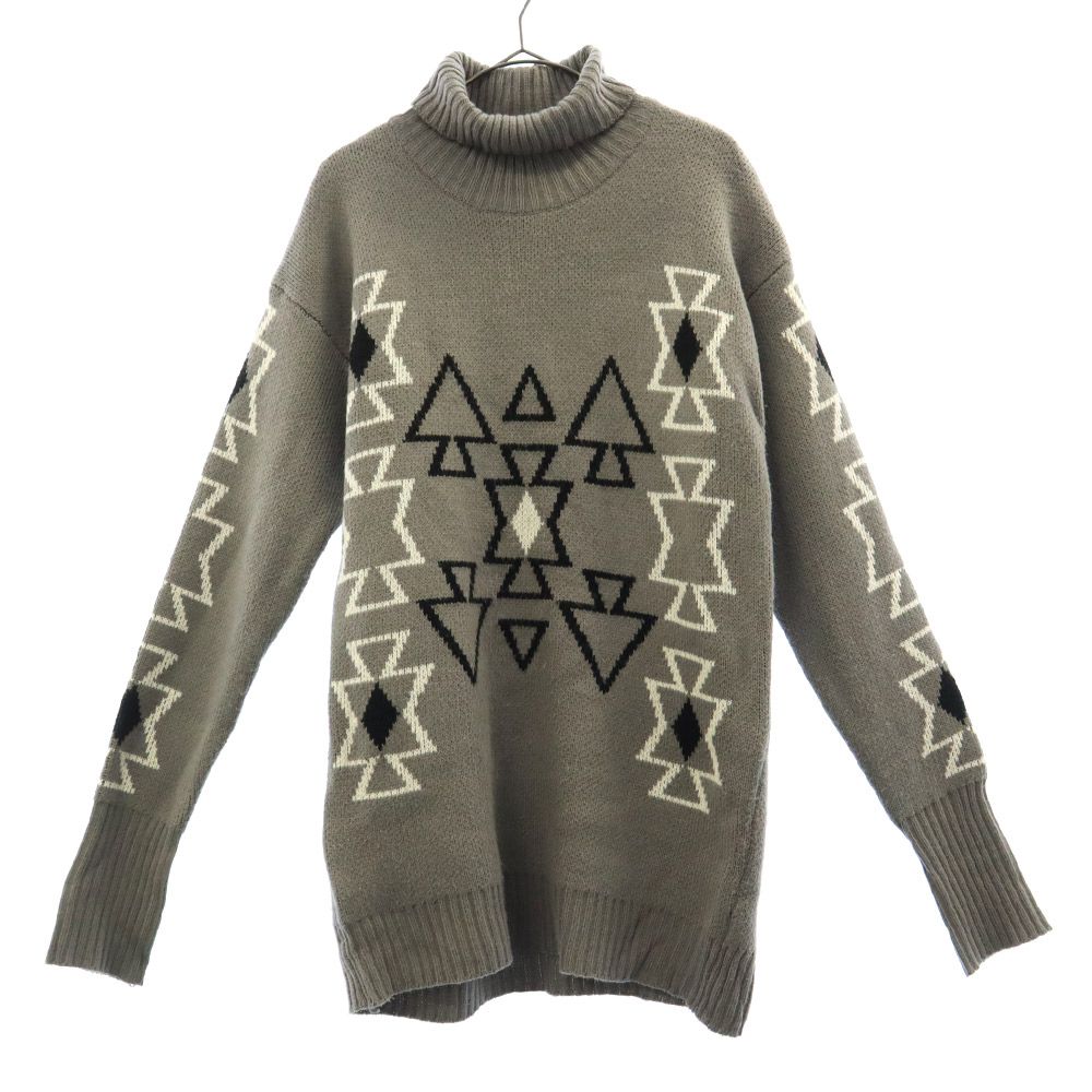 古着 サードバイヴァンキッシュ 3rd by VANQUISH 総柄 長袖 タートルネック セーター F グレー ニット レディース 【中古】