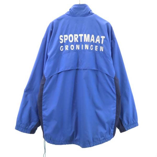 【中古】 ナイキ 90s サッカー ジップ ジャケット S 青 NIKE ナイキチーム ウインドブレーカー 裏フリース地 メンズ 【210203】