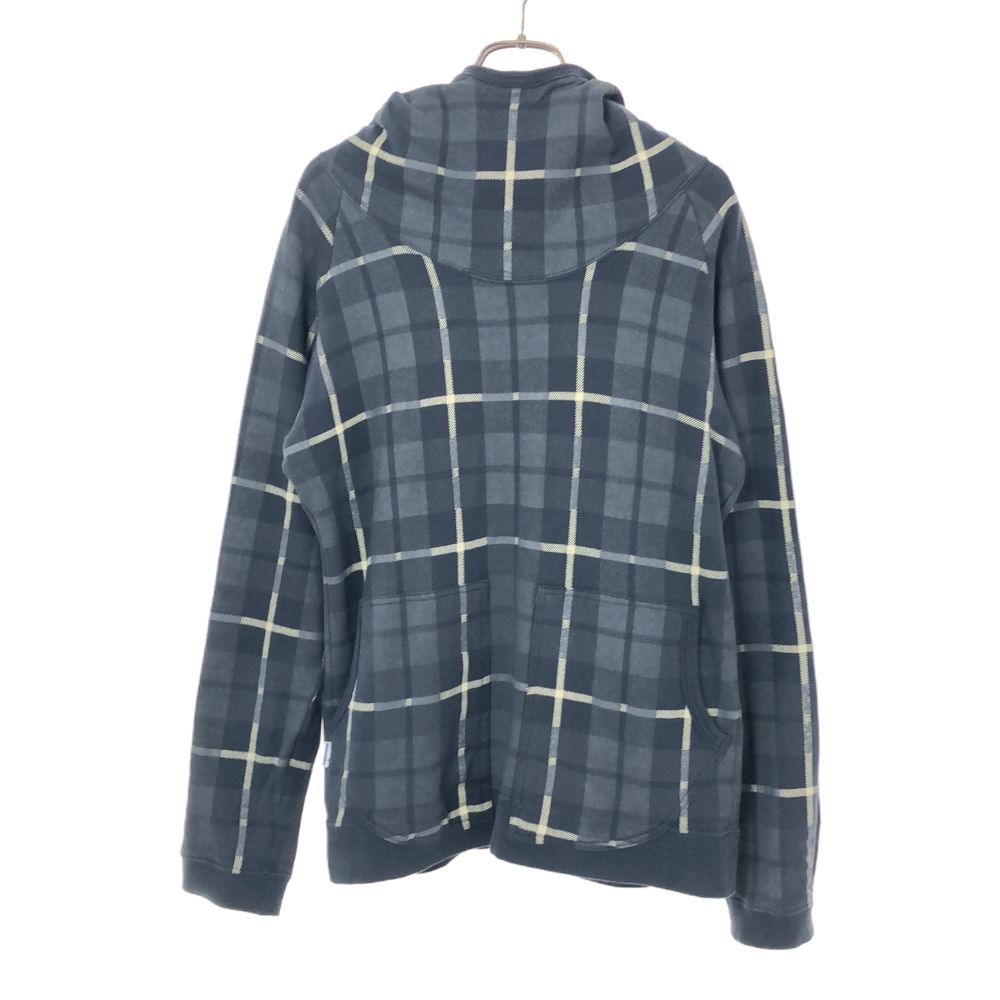 古着 blues dress ブルードレス 日本製 チェック 長袖 スウェットパーカー S ブルー系 裏起毛 メンズ 【中古】