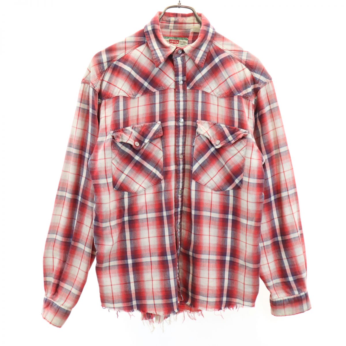 Rakuten - 古着 Levi's リーバイス 90s オールド チェック柄 長袖 ウエスタンシャツ S 赤系 メンズ 【中古】 【PD】