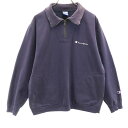 チャンピオン 90s オールド セパポケ 長袖 ハーフジップ トレーナー L パープル系 Champion 裏起毛 メンズ 【中古】 【240229】