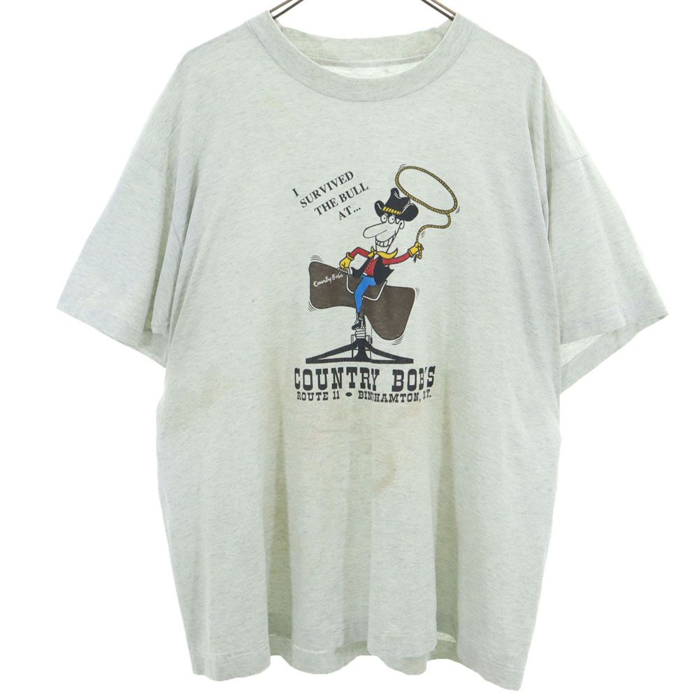 乐天商城 - 古着 OLD オールド 90s プリント 半袖 Tシャツ グレー系 メンズ 【中古】