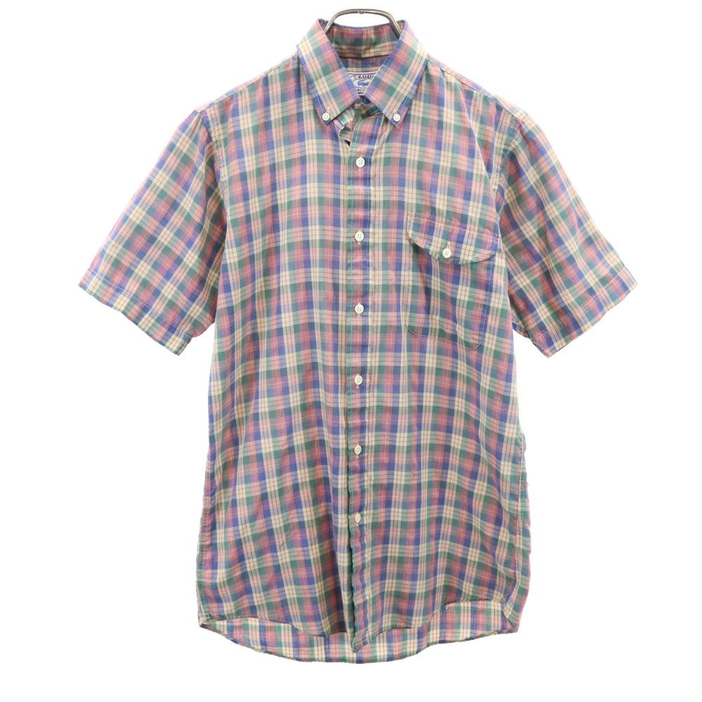 古着 IZOD LACOSTE アイゾッドラコステ 70s 80s 糸巻きタグ ヴィンテージ チェック柄 半袖 ボタンダウ..