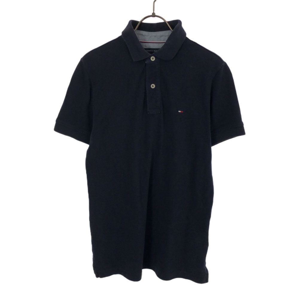古着 TOMMY HILFIGER トミーヒルフィガー 半袖 ポロシャツ S ネイビー 鹿の子 メンズ 【中古】
