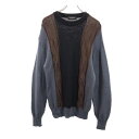 イヴサンローラン ウール100％ ニット M グレー系 YVES SAINT LAURENT 長袖 セーター メンズ 【中古】 【231001】