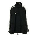 古着 Kappa カッパ ライン トレーニング 長袖 ナイロンジャケット L ブラック メンズ 【中古】 【PD】