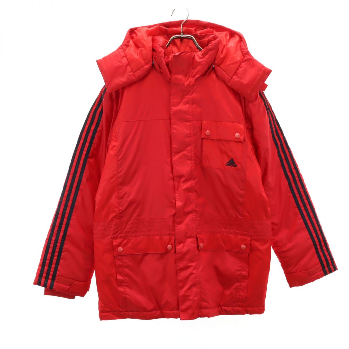 古着 adidas アディダス 中綿ジャケット M レッド フード メンズ 【中古】
