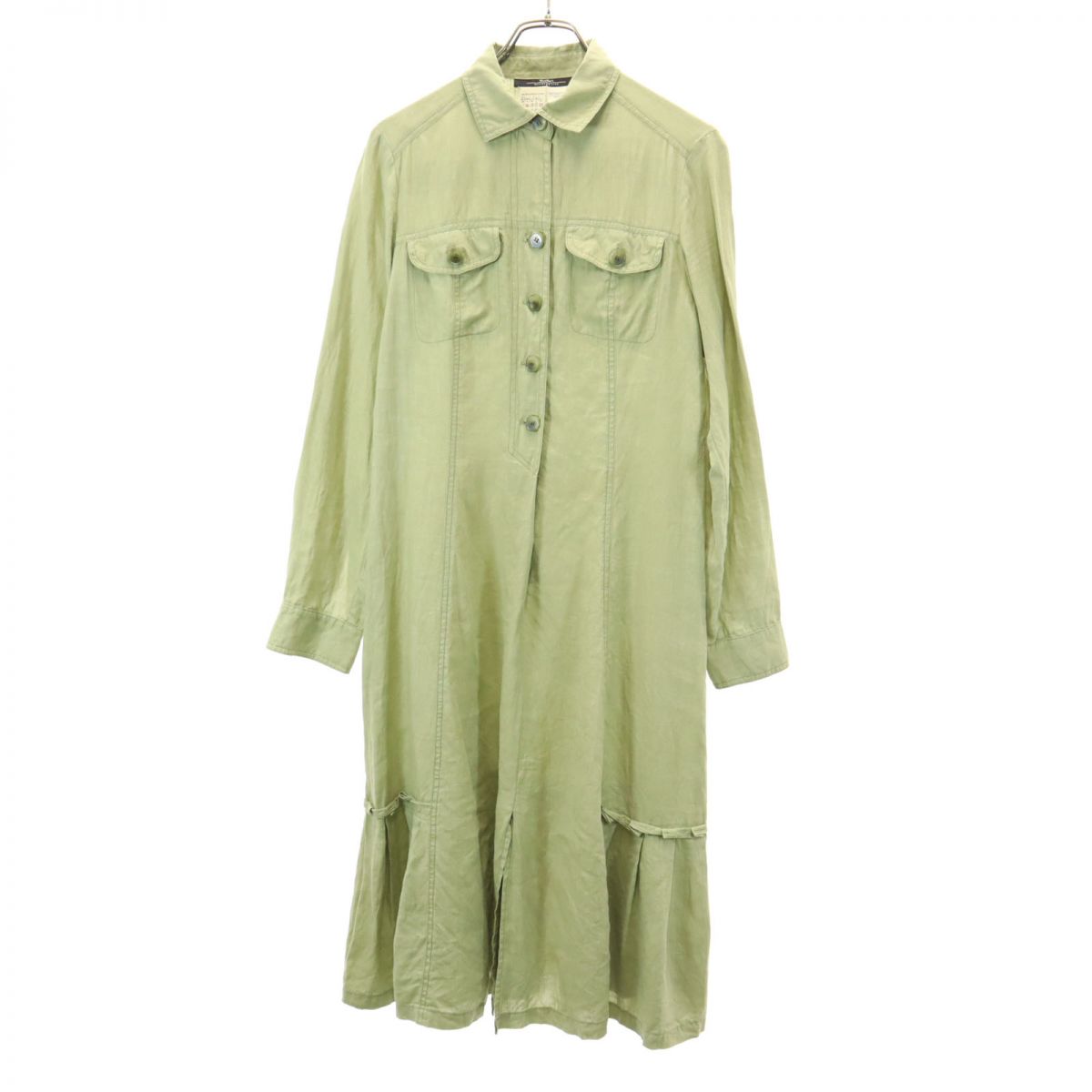 古着 マックスマーラ MAX MARA リネン100% 長袖 シャツワンピース 40 カーキ レディース 【中古】