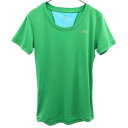 アンダーアーマー ロゴプリント トレーニングシャツ SM グリーン UNDER ARMOUR 半袖 Tシャツ クルーネック スポーツ レディース 【中古】 【2...