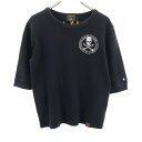 バンソンコットン バックプリント 5分袖 Tシャツ S ブラック VANSON cotton メンズ 【中古】 【240309】