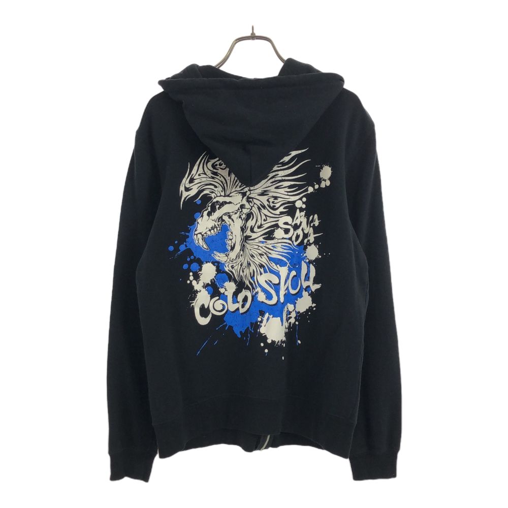 古着 キングオブスポーツニュージャパンプロレスリング KING OF SPORTS NEW JAPAN PRO-WRESTLING プリント 長袖 ジップパーカー M ブラック 新日本プロレスリング メンズ 【中古】