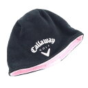 キャロウェイ リバーシブル ロゴ刺繍 フリース ゴルフキャップ 黒×ピンク Callaway 帽子 レディース 【中古】 【230313】