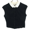 古着 Rene ルネ 襟付き ニットベスト 36 ブラック×ホワイト レディース 【中古】 【PD】(4)