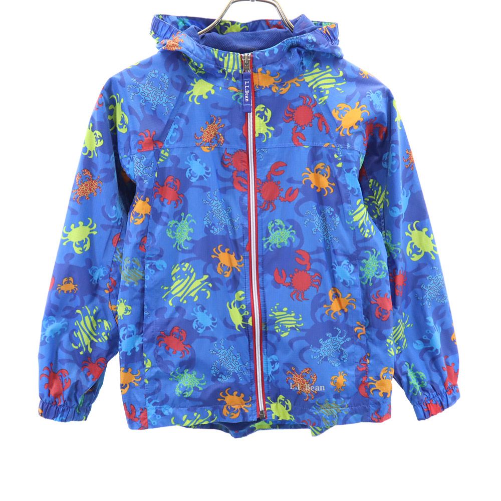 古着 L.L.Bean エルエルビーン アウトドア 総柄 ナイロンジャケット 8 青系 キッズ 【中古】