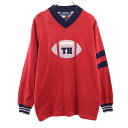 トミーヒルフィガー 90s フラッグタグ オールド 長袖 Vネック Tシャツ M 赤系 TOMMY HILFIGER ロンT メンズ 【中古】 【240120】