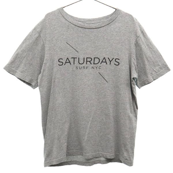 サタデーズサーフニューヨーク ビームスコラボ プリント 半袖 Tシャツ S グレー SATURDAYS SURF NYC BEAMS メンズ   メール便可