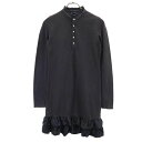 古着 RALPH LAUREN ラルフローレン 長袖 フリル ワンピース XL(16) グレー×ブラック 鹿の子 ハーフボタン キッズ 【中古】 【PD】(4)