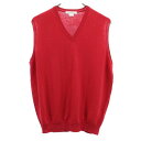 ジョンスメドレー イングランド製 ウール100% ニット ベスト M レッド JOHN SMEDLEY Vネック メンズ 【中古】 【231006】