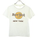 【中古】 HARD ROCK CAFE NEW YORK ロゴ プリント 半袖 Tシャツ 白 ハードロックカフェ ニューヨーク メンズ 【200703】 メール便可