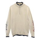 古着 PEARLY GATES パーリーゲイツ 日本製 ゴルフ 長袖 ハーフジップ セーター 4 ホワイト系 ニット メンズ 【中古】(4)