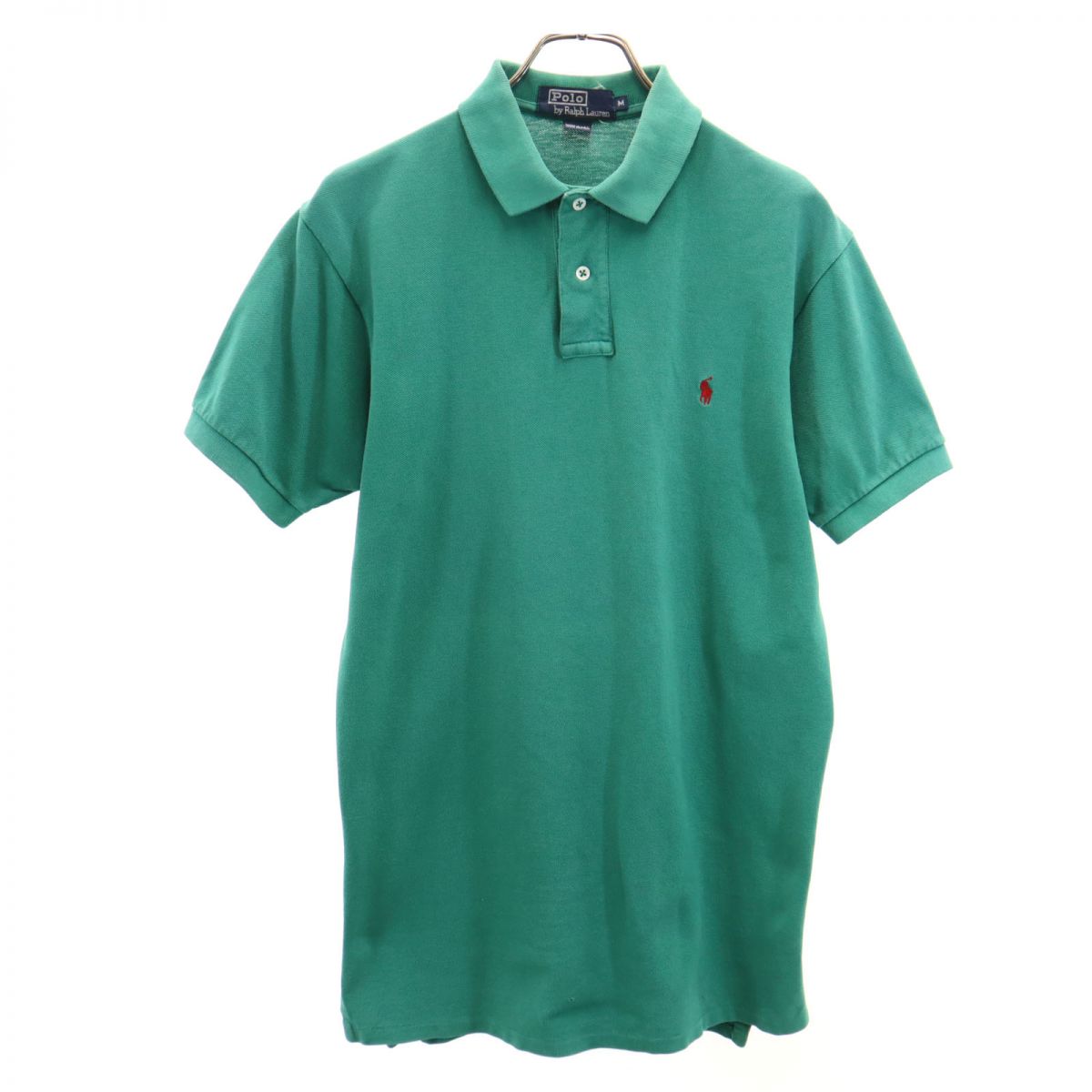 古着 Polo by Ralph Lauren ポロバイラルフローレン 90s USA製 オールド 半袖 ポロシャツ M グリーン 鹿の子 ポニー メンズ 【中古】