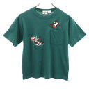 古着 ACME KIDS ワーナーブラザーズ ルーニーチューンズ刺繍 半袖 Tシャツ M グリーン 胸ポケット キッズ 【中古】(4)