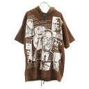 【中古】 マルコムエックス 90s 総柄 半袖 Tシャツ 茶 Malcom X 半袖パーカー メンズ 【200718】