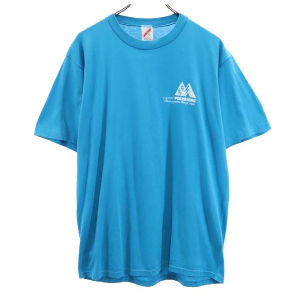 ジャージーズ 90s オールド USA製 プリント 半袖 Tシャツ XL ブルー系 JERZEES ロゴ メンズ 【中古】 【230721】 メール便可