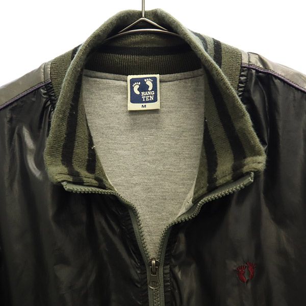 ハンテン ワンポイント刺繍 ジップアップブルゾン M カーキ×ブラック HANGTEN メンズ 【中古】 【230201】