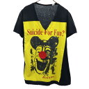 ジョンガリアーノ イタリア製 半袖 ヴィンテージ加工 Vネック Tシャツ L イエロー 他 JOHN GALLIANO ダメージ グランジ メンズ 【中古】 【240408】 メール便可