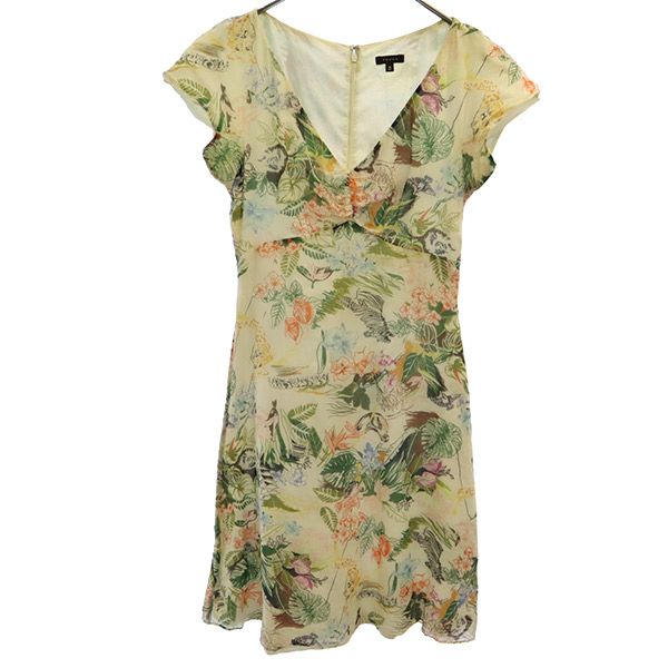 古着 トッカ TOCCA 総柄 半袖 ワンピース 0 ホワイト系 フレンチスリーブ レディース 【中古】 【PD】