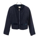 アルマーニ ジュニア ノーカラー ジャケット 10A 142cm ネイビー系 ARMANI JUNIOR キッズ 【中古】 【231002】